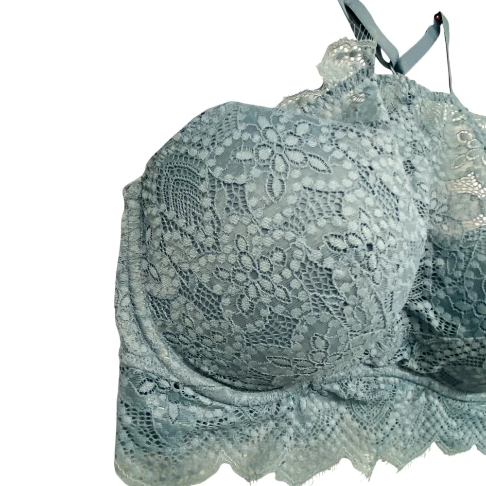 Victoria's Secret PINK High Neck Push Up Lace Bralette Gray‎ Size M (D-DD)
